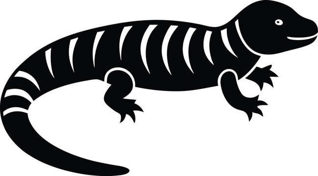 Gila monster silhouette vector art illustration and minimal black and white design