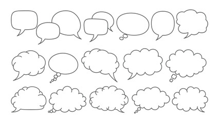 Obraz premium A collection of black and white speech bubbles