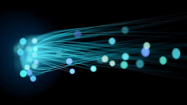 Digital animation glow blue line node pathway ai artificial intelligence datum activation visualisation interaction abstract digitization virtual interface communication pattern information digital