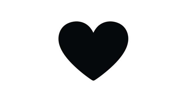 A simple black heart shape isolated on a white background