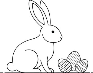Obraz premium A cute rabbit sitting next to easter eggs