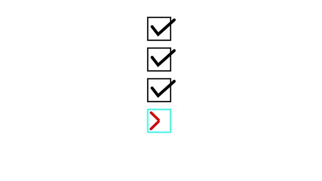 Checklist concept - checklist box with red check mark, Motion graphics of tick mark concept