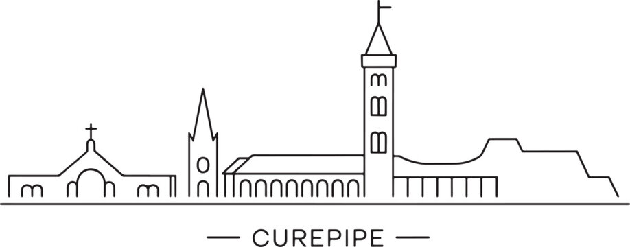 Curepipe mauritius cityscape skyline architectural landmark silhouette on transparent background