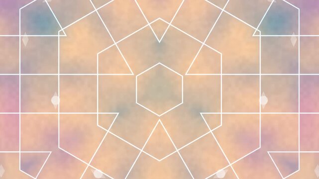 Geometric pattern with pastel colors and white lines in a symmetrical design