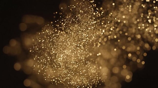 Golden Particles Expanding Abstract Background