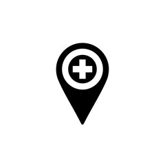 Obraz premium Hospital Location Map Pin Medical Icon Vector Isolated 