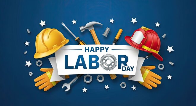 Happy labor day celebration honoring workers and may day