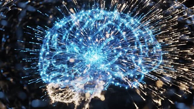 Abstract glowing brain network sparks energy