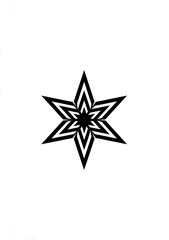 Obraz premium A black and white six-pointed star with a detailed geometric design on a white backdrop