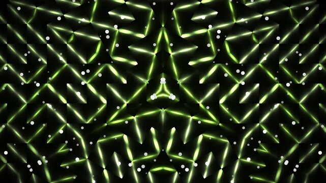Glowing neon star pattern in a complex maze design on a black background illustration