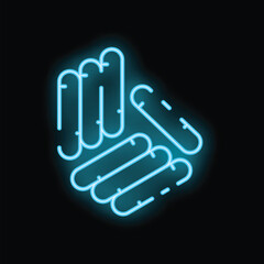 Obraz premium Neon sign illustration representing two hands shaking, symbolizing a strong and lasting partnership