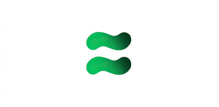 Two abstract green shapes, resembling liquid blobs, arranged parallel on white background