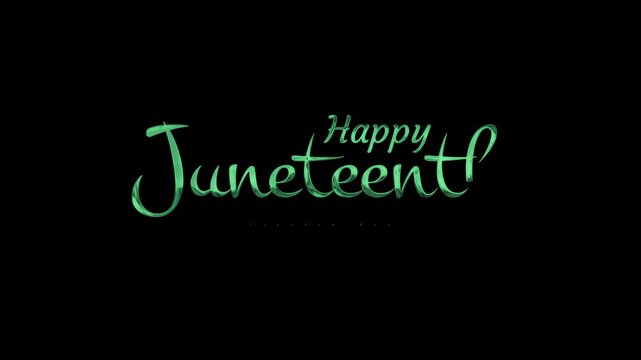 Happy juneteenth in green elegant font, perfect for social media posts, event flyers, posters, and celebration banners. Celebrate freedom and unity with style.