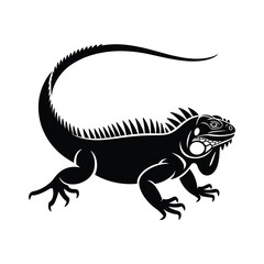 Obraz premium Black and white illustration of an iguana in a dynamic pose