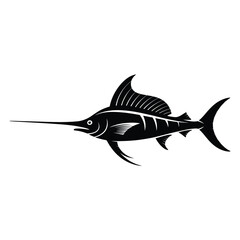 Fototapeta premium A striking black silhouette of a marlin swimming gracefully