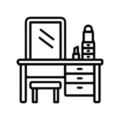 Vanity table with makeup