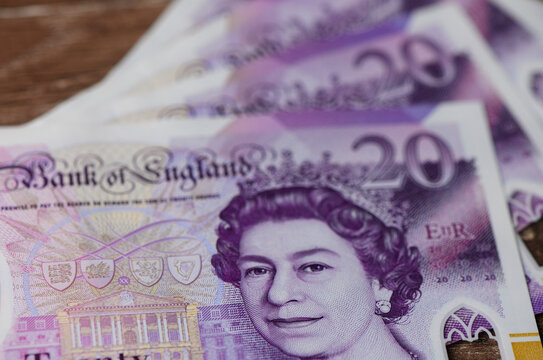 20 Pound Sterling Cash Stack finance concept for stock photography