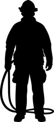 Firefighter Silhouette Holding Hose