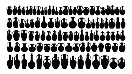 A large group of various chess pieces in black silhouette © JubaerAhmed