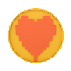 8 Bit Coin 3D Illustration