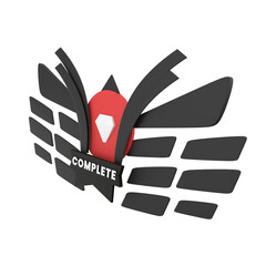 Level Complete Banner 3D Illustration