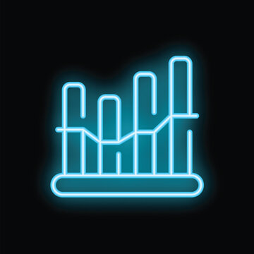 Neon blue chart is showing growth on a black background