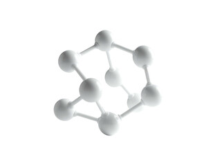 A luminous, three-dimensional representation of interconnected spheres, floating against a black background, suggesting structure and connection