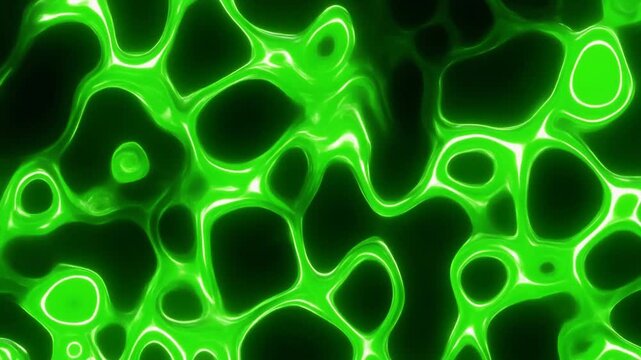Cinematic Toxic Green Fluid Animation with Glowing Bubbles and Organic Motion for Science Fiction and Biohazard Concepts