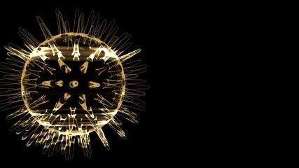 Fototapeta premium Holographic Virus Concept 3D Illustration. 3D rendering of a holographic virus isolated on a black background. Perfect for medical, scientific, and futuristic technology themes.