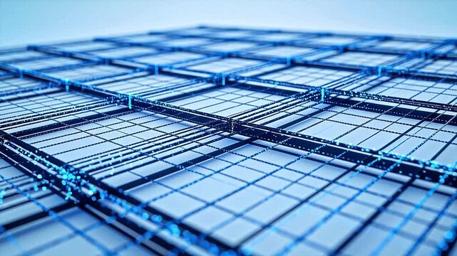 Blue grid pattern with glowing lines