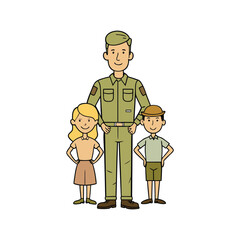 Proud family standing together during patriot day event celebration