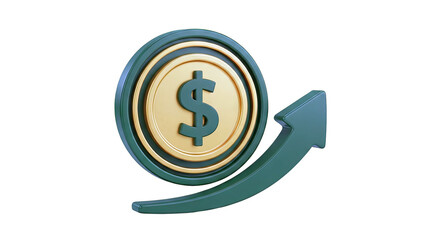 Obraz premium Dollar Coin with Upward Arrow