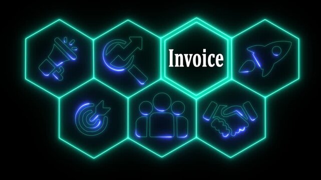 Business Invoice concept animated on abstract technology background . Business, Technology, Internet and networking concept.