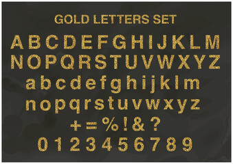 高級感のあるゴールドアルファベット文字セット