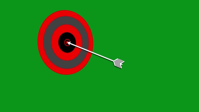 Attack on target to the bow motion graphic animation on green background. sport concepts, goal achievement, bow and Arrow colorful 2D animation video.