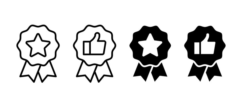 Champion Medal Vector Icon. Award Rosette Star Ribbon symbol