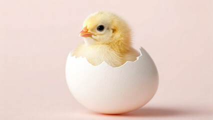 Chick hatching from eggshell in a simple setting during daytime