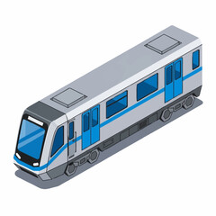 Modern Train with Blue Accents Illustration.