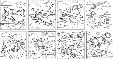 Vintage art collection of an plane © iman