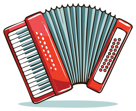 Red Accordion Instrument Musical Band Equipment Isolated Illustration Music Concert Keys Melodeon Buttonbox Squeezebox