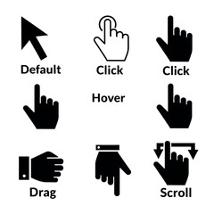 Fototapeta premium Mouse Cursor Click Hover Scroll Icons Interaction Vector