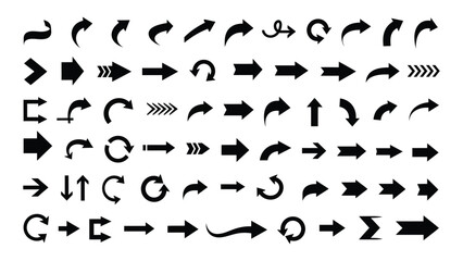 A collection of black arrows and symbols on a white background © JubaerAhmed