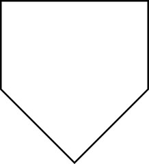 Baseball home plate icon vector symbol isolated on white background for sport design, stadium sign, game interface, scoreboard graphic, collection group element for team branding, competition theme.