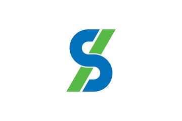 Dynamic S letter logo featuring interconnected blue and green elements. Versatile brand identity graphic.
