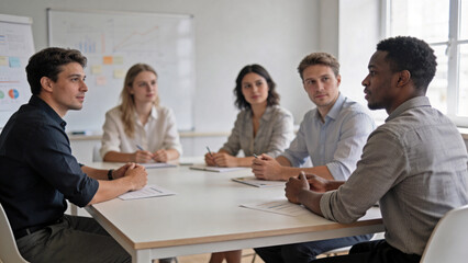 Corporate workshop with team collaboration exercises