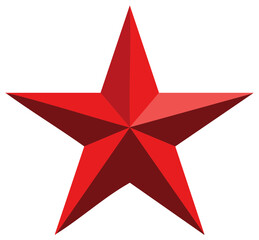 Obraz premium Volumetric red five-pointed star symbol. Shiny 3D graphic award and military insignia icon.