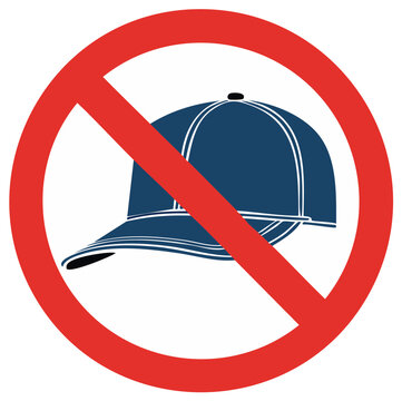 Cap Not Allowed Icon Vector Graphic, No Hats Sign, Round Red Circle, Prohibition Symbol