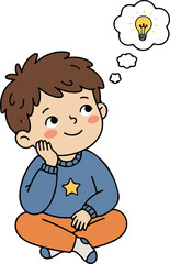 Cute thinking boy question idea cartoon character illustration