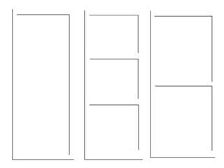 Vertical Photo Frame Collage Template Set Isolated on Transparent Background