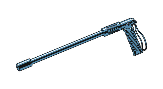 Professional metal telescopic baton or expander tool with a textured grip handle used for security and law enforcement defense purposes.